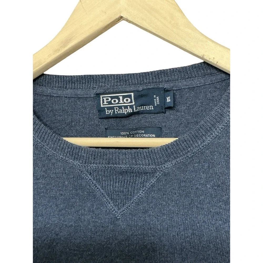 Vintage Polo Ralph Lauren Sweater Mens X-Large Blue W Maroon Pony Woven Pullover